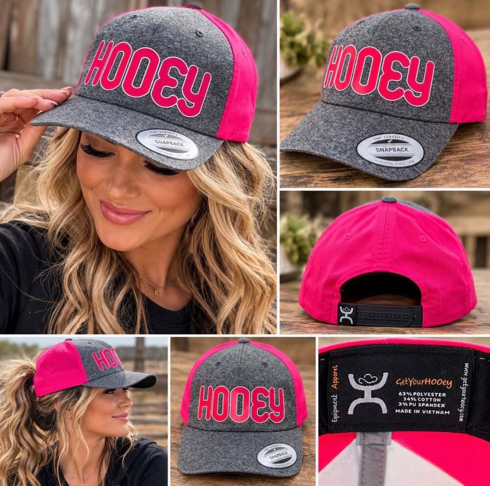 HOOey Women’s Snapback Hat Gray Fuchsia Pink Western Rodeo Cowgirl NWOT